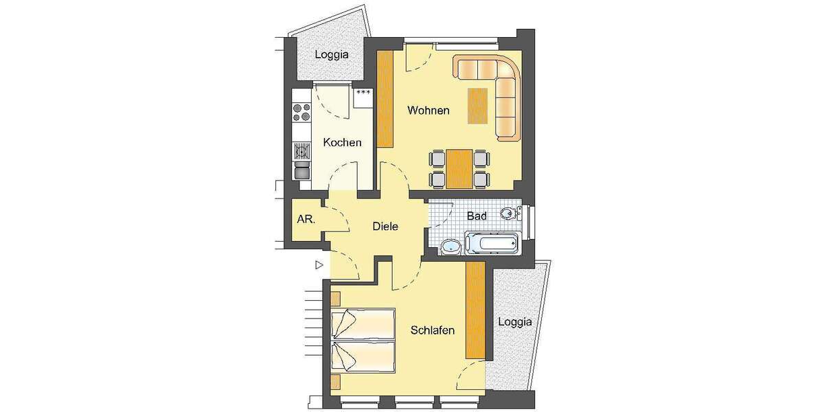 Etagenwohnung Lünen Horstmar - 2 Zimmer, 61 m&sup2;, 549&euro; | Angebot:27738581